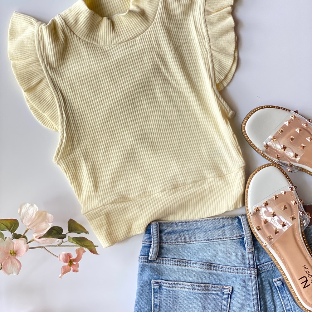 100% Cotton Pale Yellow Short Sleeve Shirt | New - Picture 6 of 7